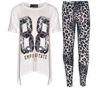 Top Ragazze Bambini 88 Impero Stato Stampa Trendy T Shirt & Legging Set 7-13