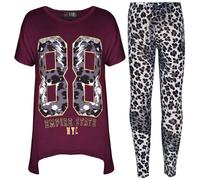 Top Ragazze Bambini 88 Impero Stato Stampa Trendy T Shirt & Legging Set 7-13