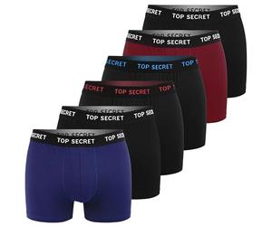 Top Secret Mutande Boxer Uomo Cotone 6 Pezzi XXL - Elasticizzato, Intimo Maschile, Nero Rosso Blu