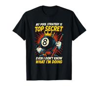 Top Secret Strategy - Biliardo da Biliardo con 8 Palline, da Uomo Maglietta