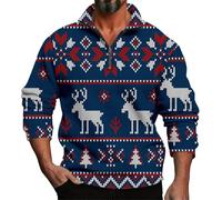 Top senza cappuccio in pile a maniche lunghe tinta unita per uomo autunno inverno manica lunga Natale stampa 3D personalità casual confortevole allentato un terzo cerniera abbigliamento da lavoro per