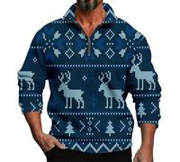 Top senza cappuccio in pile a maniche lunghe tinta unita per uomo autunno inverno manica lunga Natale stampa 3D personalità casual confortevole allentato un terzo cerniera abbigliamento da lavoro per