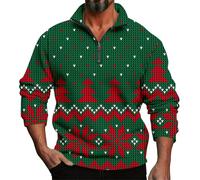 Top senza cappuccio in pile a maniche lunghe tinta unita per uomo autunno inverno manica lunga Natale stampa 3D personalità casual confortevole allentato un terzo cerniera abbigliamento da lavoro per