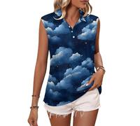 Top senza maniche per camicia da golf da donna, con stampa cielo stellato e nuvole con scollo a V da donna, Stile-12, XXL