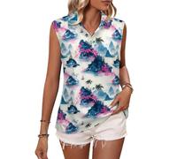Top senza maniche per camicia da golf da donna, maglietta estiva con stampa isola da donna con scollo a V canotte polo da tennis, Stile-37, L