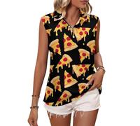 Top senza maniche per camicia da golf da donna, stampa pizza, bacon, canotte con scollo a V, polo da tennis, Stile-15, M