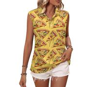 Top senza maniche per camicia da golf da donna, stampa pizza, cartoni animati, canotte con scollo a V, polo da tennis, Stile-7, M