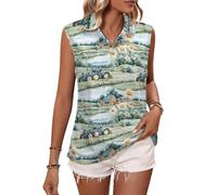 Top senza maniche per camicia da golf da donna, stampa trattore girasole country canotta da donna con scollo a V magliette polo tennis, Stile-6, L
