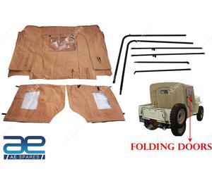Top Soft Half Cabin In Tela Beige Con Telaio Per Willys CJ2A CJ3A AEs
