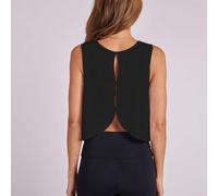 Top sportivo da donna che mostra una cavità unica sul retro, un must per ogni donna attiva (S nero)