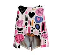 Top stampati a cuore preppy per San Valentino per le donne 2026 nuove donne divertente carino maglione lavorato a maglia amore maglione abiti regali quotidiani, Nero , S