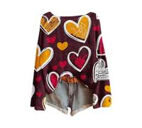 Top stampati a cuore preppy per San Valentino per le donne 2026 nuove donne divertente carino maglione lavorato a maglia amore maglione abiti regali quotidiani, vino, XXL