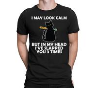 Top T-shirt I May Look Calm Stupid People Funny Quote Meme Joke da uomo...