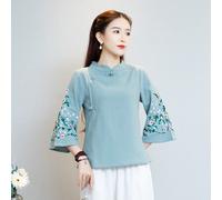 Top Tee Donna Hanfu Cheongsam Con Collo Mandarino Impunture A Ranelle Carine