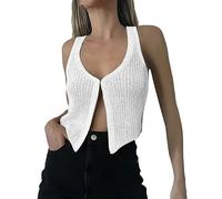 Top termico accogliente da donna felpe a maglia da donna tinta unita uncinetto scollo a V gilet top maglia senza maniche button down streetwear maglione cappotto partito costume abiti natalizi regali