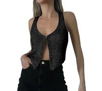 Top termico accogliente da donna felpe a maglia da donna tinta unita uncinetto scollo a V gilet top maglia senza maniche button down streetwear maglione cappotto partito costume abiti natalizi regali