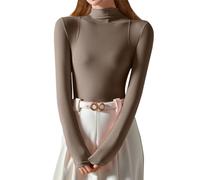 Top termico da donna, in velluto tedesco, riscaldabile, alla moda, taglio sottile, per calde giornate invernali, come biancheria intima perfetta, bronzo, M
