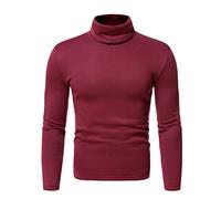 Top termico da uomo UK a maniche lunghe maglione dolcevita morbido caldo pullover top slim fit comfort intimo termico strato base uomo casual leggero body warmer inverno primavera uso quotidiano, vino