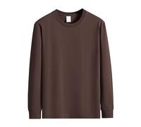 Top termico da uomo vestibilità regolare maglietta calda tinta unita maniche lunghe girocollo da uomo fondo caldo maglietta top per casa indoor outdoor Halloween, Caff, 3XL