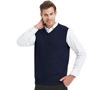 Top Tie Gilet da uomo in maglia di cotone 100% con scollo a V Solid Navy-2XL