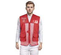 Top Tie Gilet pubblicitario personalizzato in rete con stampa ricamata Tasche multiple Gilet uniforme per volontariato-Rosso-M