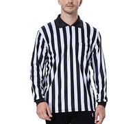 Top Tie Maglia da Arbitro Ufficiale a Maniche Lunghe a Righe Bianche e Nere da Uomo, Maglia da Arbitro PRO-Style Ref-XL