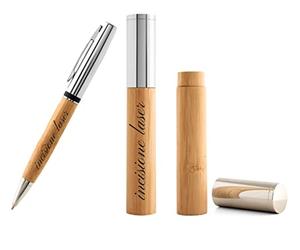 Top Tie Penna in bamboo e metallo con astuccio in bamboo personalizzati al laser (Silver)