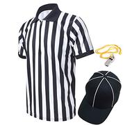 Top Tie Set da Arbitro da Uomo in Stile PRO Sportwear, Maglia da Arbitro con Cerniera Lampo 1/4, Cappello da Arbitro e Fischietto in Metallo con Cordino