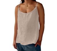 Top Top sciolto traspirante tunica donna cotone lino t-shirt retrò t-shirt donna camicia grande estate primavera gilet sottili spalline canotta casual corsetto leggero top largo top, Z1-Beige, XXL