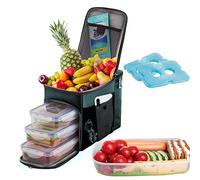 Top & Top - Set portapranzo isolato e borsa termica per uomo e donna (la borsa per il pranzo include 3 contenitori riutilizzabili per la preparazione dei pasti + 2 impacchi per il ghiaccio + tracolla