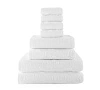 Top Towel - Set di 8 Asciugamani da Bagno - 2 da Doccia, 2 da Mani/Lavabo e 4 da Viso o Bidet - 100% Cotone Morbido 400 g/m² - Ideale per Bagno Moderno ed Elegante