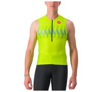 Castelli Free 2 Sleeveless Tri Jersey Giallo S Uomo Electric Lime / Niagara Blue