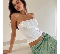 Top tubo di moda glamour da donna con paillettes a tinta unita L,M,S,XSLettere,Colore unicoTessuto in maglia