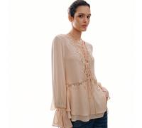 Top Urban Chic in pizzo patchwork con scollo a V profondo e laccio frontale, back to school L,M,S,XL,XS,XXL,XXS,XXXL,XXXXLColore unicoTessuto intrecciato