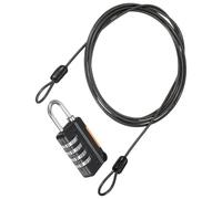 TOP-VIGOR Cavo di sicurezza in acciaio con serratura a combinazione a 4 cifre, cavo di sicurezza rivestito da 1,2 m, cavo di sicurezza a doppio anello, cavo di sicurezza flessibile per bagagli da