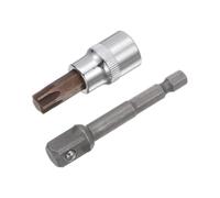 TOP-VIGOR Chiave a bussola Torx, attacco da 3/8" x T50 CR-V, punte in acciaio S2 di alta qualità, punta Torx con lunghezza di 4,8 cm con adattatore per trapano elettrico con codolo esagonale, per