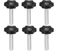 TOP-VIGOR Pomello a vite di bloccaggio esagonale prugna, 6 pezzi, M8 x 50 mm, diametro 32 mm, testa in plastica, maniglia con filettatura maschio