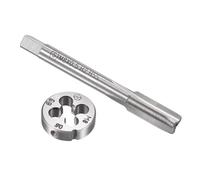 TOP-VIGOR Set di maschi e matrici M8 x 0,5 mm, filettatura a macchina con filiera rotonda, kit di maschi e matrici per fai da te, riparazione, taglio filettatura esterna ed interna