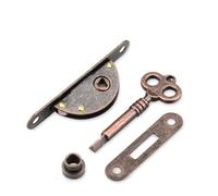 TOP-VIGOR Set di serrature per ante di armadietti, stile vintage, a semicerchio, design antico, per mobili, pratiche serrature decorative con chiave per armadi, armadi, cassetti, scatole