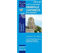 Top25 1214ET - Granville, Coutances, Iles Chausey carte de randonnée avec une règle graduée gratuite (Top 25)