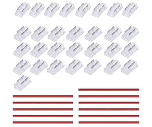 TOPAI 2 Pin 5mm Connettore Striscia LED Trasparenti senza Saldature, 8 da Strip a Strip, 22 da Striscia a Filo, 11 Pz 22AWG 15cm Lunghi fili di estensione per 5mm Strisce LED COB
