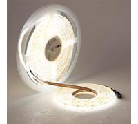 TOPAI Striscia LED COB 10 Metri 5000K Bianco IP65 Impermeabile, Strip LED 24V Esterno Alta Luminosità CRI>93, 384LED/M Strisce LED Adesiva Tagliabile Flessibile Per Casa Camera Cucina