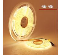 TOPAI Striscia LED COB 10 Metri Bianco Caldo Impermeabile, Strip LED 24V 3000K Esterno Alta Luminosità CRI>93, 384LED/M Strisce LED Adesiva Tagliabile Flessibile Per Casa Camera Cucina