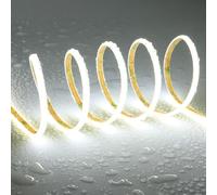 TOPAI Striscia LED COB 24V Bianco Freddo 5mm Sottile Impermeabile, Strip LED 5 Metri Esterno 6000K Alta Luminosità 400LED/M CRI 90+, Adesive Flessibile Tagliabile Per Casa Camera Cucina