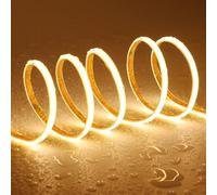 TOPAI Striscia LED COB 5 Metri Bianco Caldo 5mm Sottile Impermeabile, Strip LED 12V Esterno 3000K Alta Luminosità 400LED/M CRI 90+, Adesive Flessibile Tagliabile Per Casa Camera Cucina