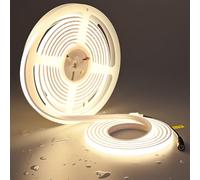 TOPAI Striscia LED COB 5M Bianco Naturale 4000K Impermeabile IP67, 24V Diffuso Strip LED Alta Luminosità 11W/M CRI>90, Autoadesiva Tagliabile uso Interno ed Esterno