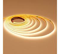 TOPAI Striscia LED COB Bianco Caldo 5 Metri 3mm Ultra Sottile, Strip LED 12V 3000K Alta Luminosità 384LED/M CRI 92, Strisce LED Autoadesivo Flessibile Dimmerabile Tagliabile (Solo Striscia LED)