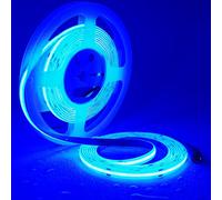 TOPAI Striscia LED COB Blu 5 Metri Impermeabile, Strip LED 24V Blu Esterno, Autoadesivo, Tagliabile, 480LEDs/M, Larghezza 8mm, Per Camera da Letto, Bagno, Cucina