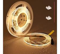 TOPAI Striscia LED COB Impermeabile IP65, 12V Bianco Caldo 3000K PCB Nero, 5 Metri, 480 LED/m, 4000lm CRI>90, Autoadesiva Flessibile e Tagliabile per Cucina, Illuminazione Armadi, Soggiorno, Esterno