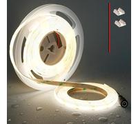 TOPAI Striscia LED COB Impermeabile IP65, 12V Bianco Naturale 4000K, 5 Metri, 480 LED/m, 4000lm CRI>90, Autoadesiva Flessibile e Tagliabile per Cucina, Illuminazione Armadi, Soggiorno, Esterno